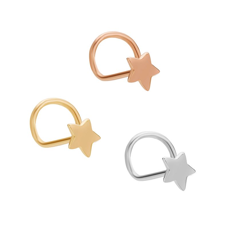 Lila Moon 10k Gold Star Curved Nose Ring Set, Womens, Multicolor