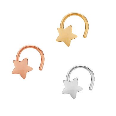 Lila Moon 10k Gold Star Curved Nose Ring Set