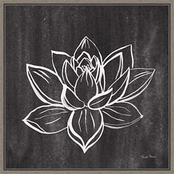 Amanti Art Lotus Gray Framed Canvas Wall Art