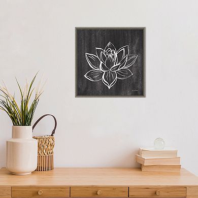 Amanti Art Lotus Gray Framed Canvas Wall Art