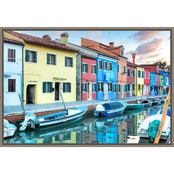 Amanti Art Bruano Canal Italy Framed Canvas Wall Art