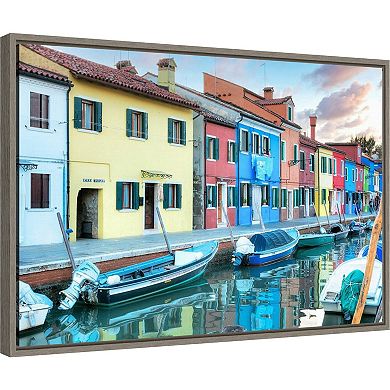 Amanti Art Bruano Canal Italy Framed Canvas Wall Art