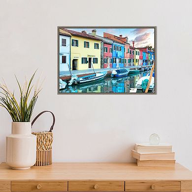 Amanti Art Bruano Canal Italy Framed Canvas Wall Art