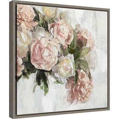 Amanti Art Floral Pastel Peony II Framed Canvas Wall Art