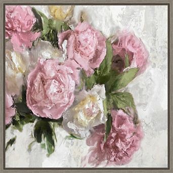 Amanti Art Floral Pink Peonies I Framed Canvas Wall Art