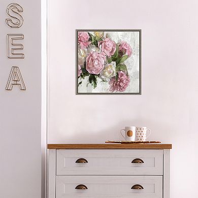 Amanti Art Floral Pink Peonies I Framed Canvas Wall Art