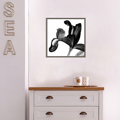 Amanti Art Iris I Black on White Framed Canvas Wall Art