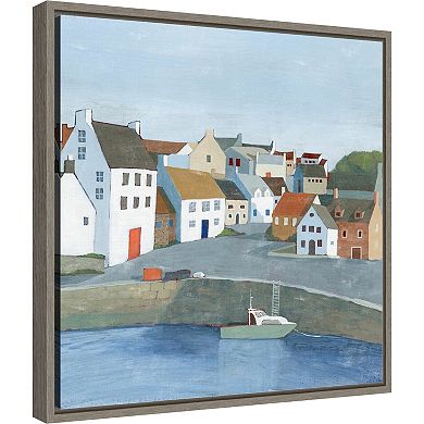 Amanti Art Old Coast Town Boat II Framed Canvas Wall Art