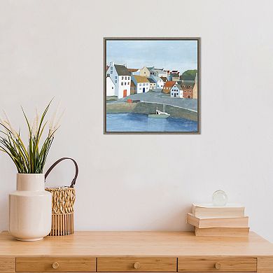 Amanti Art Old Coast Town Boat II Framed Canvas Wall Art
