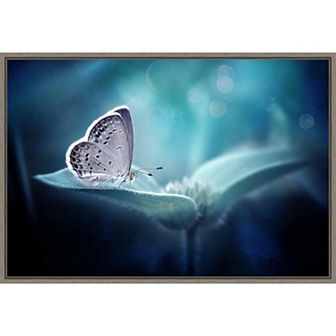 Amanti Art Butterfly Blue Flower Framed Canvas Wall Art