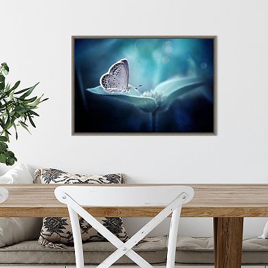 Amanti Art Butterfly Blue Flower Framed Canvas Wall Art