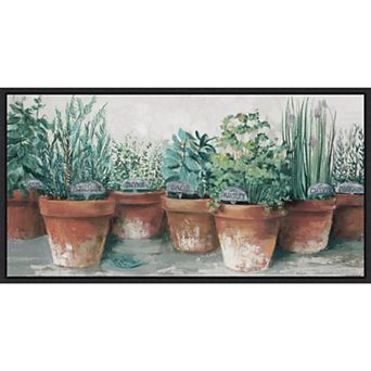 Amanti Art Pots of Herbs II Framed Canvas Wall Art