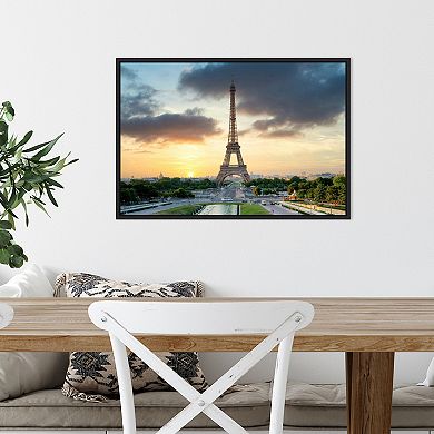 Amanti Art Eiffel Tower Paris Sunset Framed Canvas Wall Art