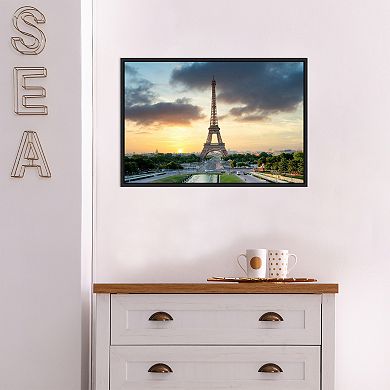 Amanti Art Eiffel Tower Paris Sunset Framed Canvas Wall Art