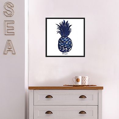 Amanti Art Indigo Pineapple Framed Canvas Wall Art