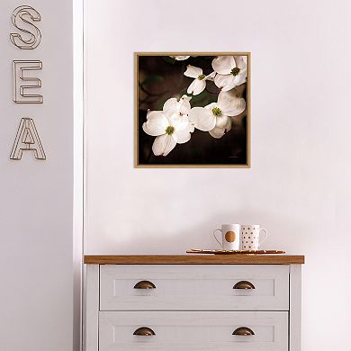 Amanti Art White Dogwood Flowers III Framed Canvas Wall Art