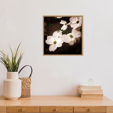 Amanti Art White Dogwood Flowers III Framed Canvas Wall Art
