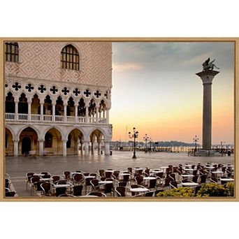 Amanti Art Piazza San Marco Sunrise Italy Framed Canvas Wall Art