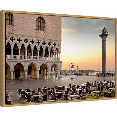 Amanti Art Piazza San Marco Sunrise Italy Framed Canvas Wall Art