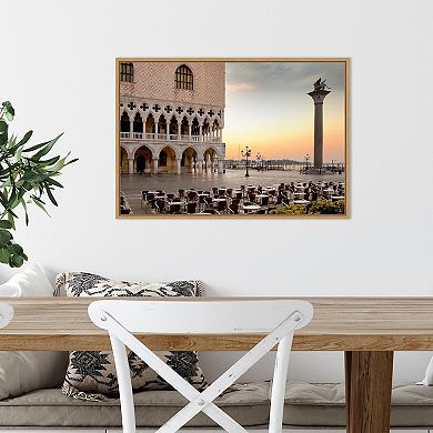 Amanti Art Piazza San Marco Sunrise Italy Framed Canvas Wall Art