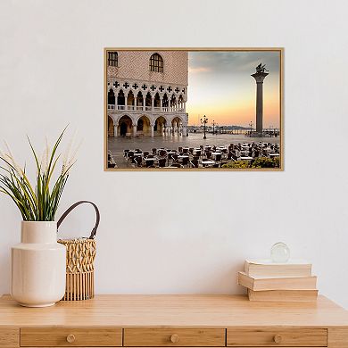Amanti Art Piazza San Marco Sunrise Italy Framed Canvas Wall Art