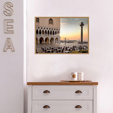 Amanti Art Piazza San Marco Sunrise Italy Framed Canvas Wall Art