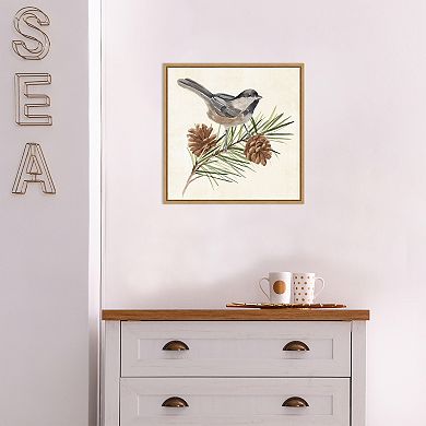 Amanti Art Bird on Pine Branch I Framed Canvas Wall Art