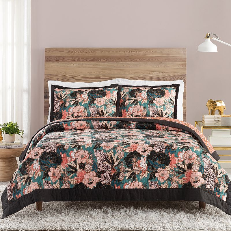 Makers Collective Teresa Chan Leopard Hero Quilt Set with Shams, Green, Kin