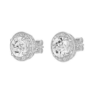 Gemminded Sterling Silver White Topaz & Diamond Accent Stud Earrings