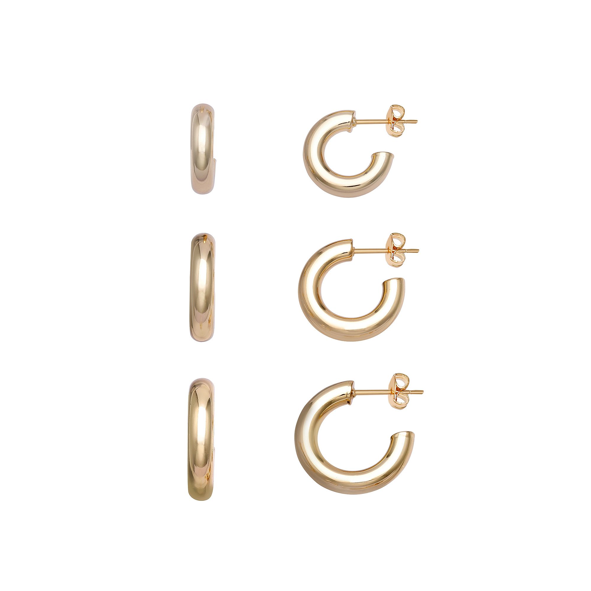Aurielle C-Hoop Earring Set, Womens, Gold Tone