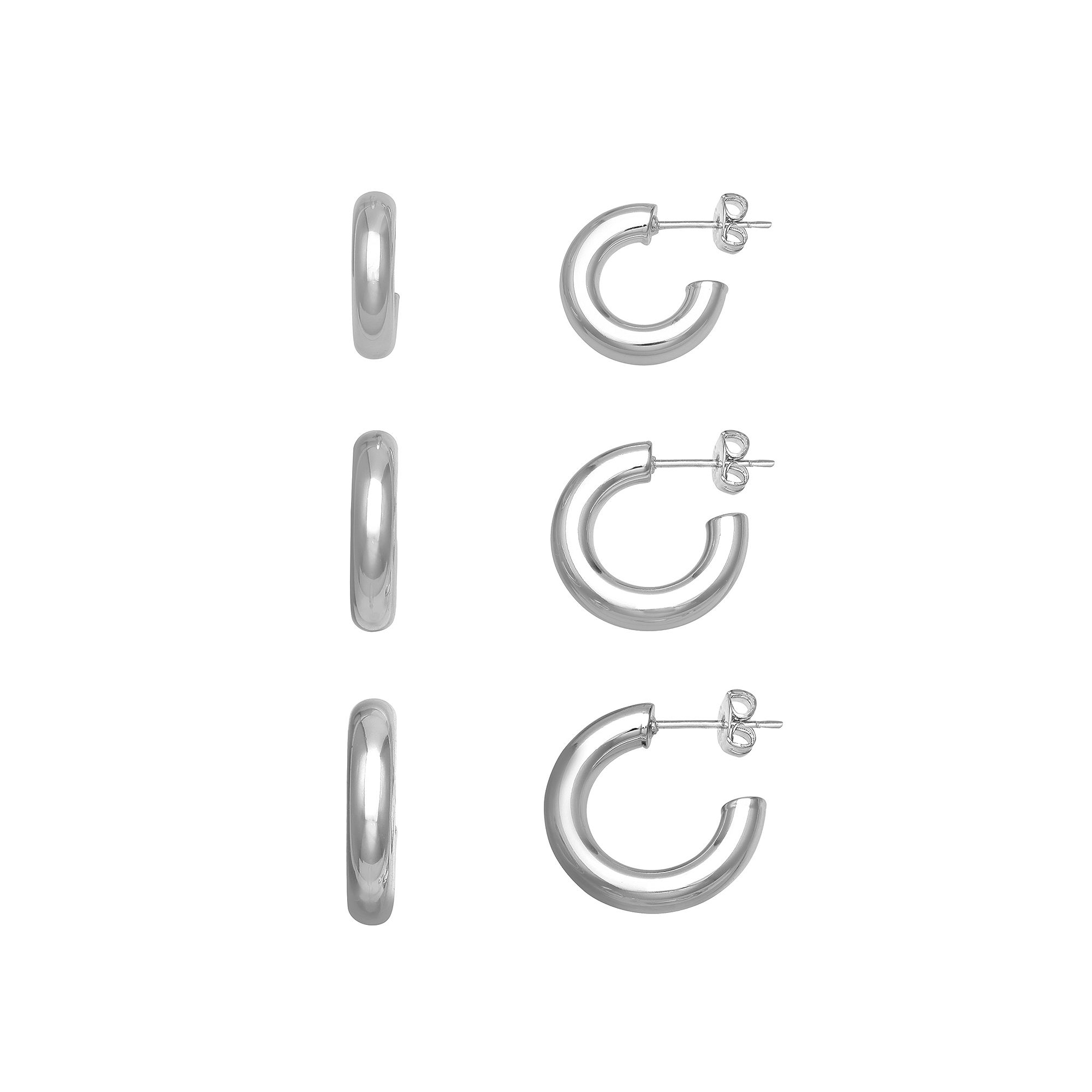 Aurielle C-Hoop Earring Set, Womens, Silver Tone