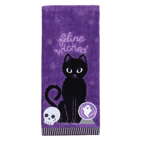 Celebrate Halloween Together Feline Wicked Cat Hand Towel