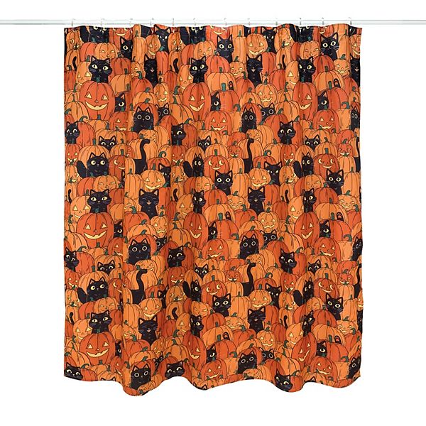 Celebrate Halloween Together Pumpkin Cat Shower Curtain