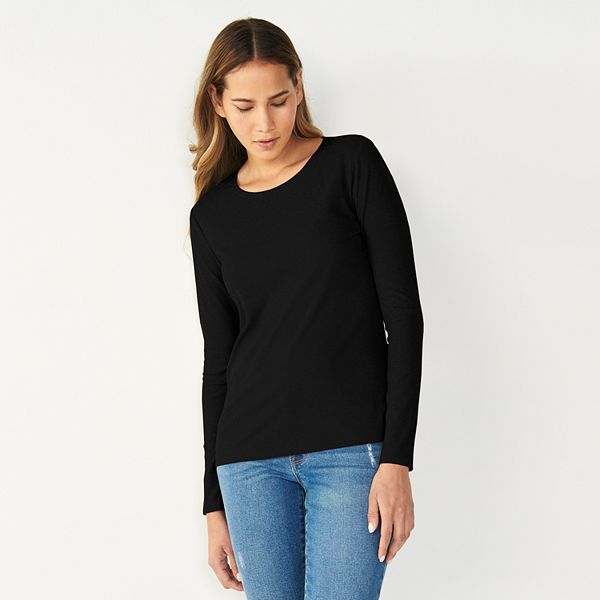 Essentials Woman's Plus Size 26/28W Black,3/4 Sleeve ,Cotton Top, Tunic,  Blouse