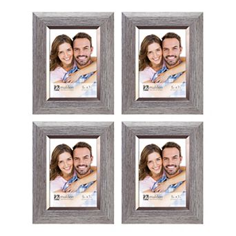 Malden 4 pc 5" x 7" Gray With Pewter Picture Frame Set