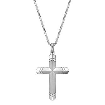 Men's LYNX Stainless Steel Cross Pendant Necklace