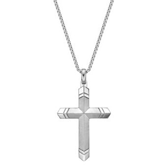 Men's LYNX Stainless Steel Cross Pendant Necklace