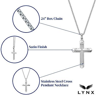 Men's LYNX Stainless Steel Cross Pendant Necklace