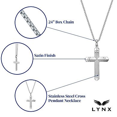 Men's LYNX Stainless Steel Cross Pendant Necklace 