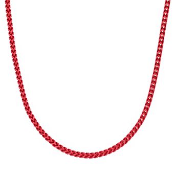 Men's LYNX Stainless Steel 8mm Red Acrylic Franco Chain Necklace