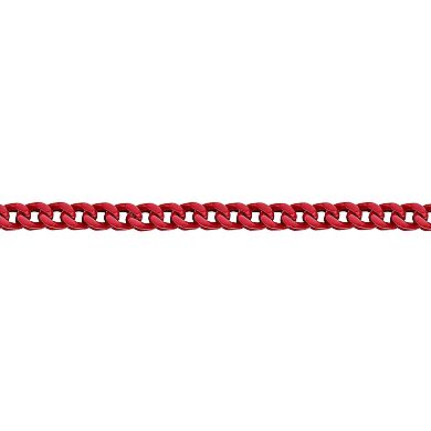 Men's LYNX Stainless Steel 8mm Red Acrylic Franco Chain Necklace
