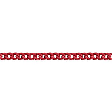 Men's LYNX Stainless Steel 8mm Red Acrylic Franco Chain Necklace
