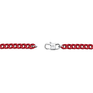Men's LYNX Stainless Steel 8mm Red Acrylic Franco Chain Necklace