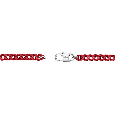 Men's LYNX Stainless Steel 8mm Red Acrylic Franco Chain Necklace