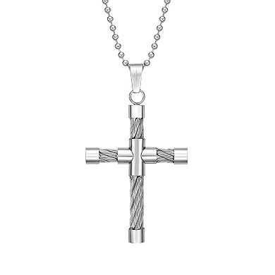 Men's LYNX Stainless Steel Cross Pendant Necklace
