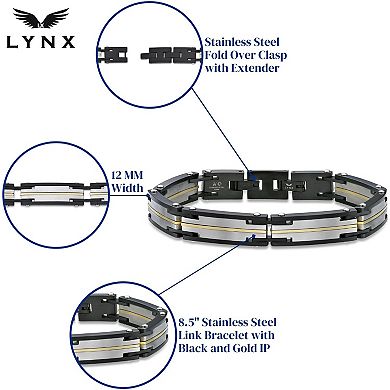 Men's LYNX Two Tone Ion-Plated Stainless Steel Bracelet 