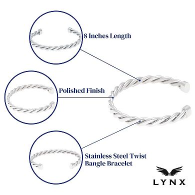 Men's LYNX Stainless Steel Cuff Bangle Bracelet