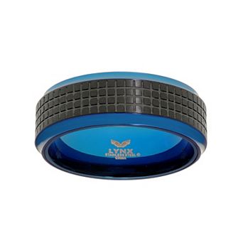 Men's LYNX Black & Blue Ion-Plated Stainless Steel Ring