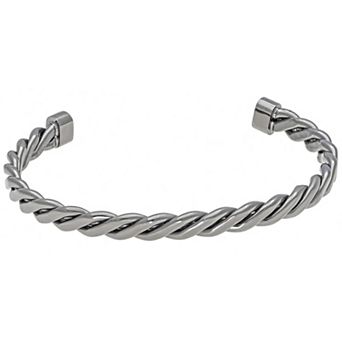 Men's LYNX Gray Ion-Planted Stainless Steel Cuff Bangle Bracelet