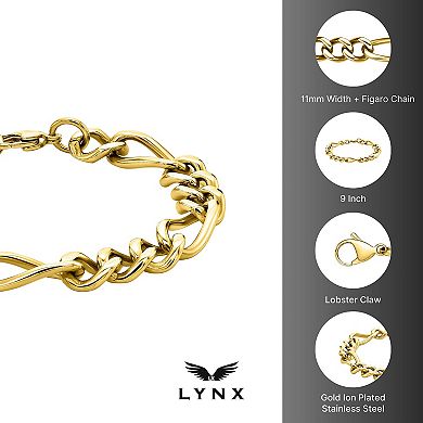 Men's LYNX Stainless Steel Figaro Chain Bracelet